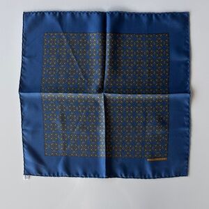 Hermes Blue and Gold Pocket Square